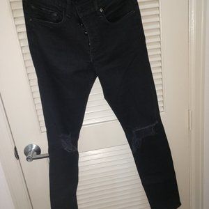 Rag & Bone Jeans, Fit 1 (Skinny), size 32, Distressed Black (knee holes).